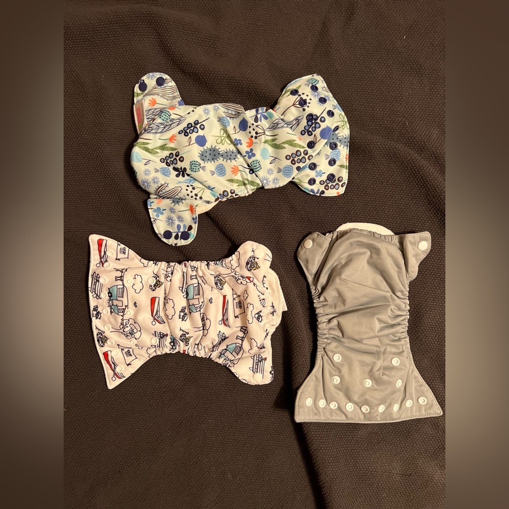 2 Thirsties and 1 Blueberry Organic All-in-One Newborn Cloth Diapers